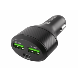 CARGADOR COCHE NATEC CONEY 2XUSB, 1XUSB-C QC3-0, PD 3-0 48W NEGRO