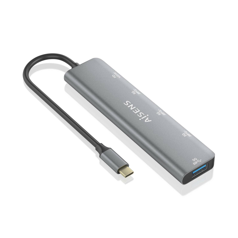 HUB AISENS USB 3-2 GEN1 USB-C-M-USB-C PD100W-H-USB-C-H-3XUSB-A-H