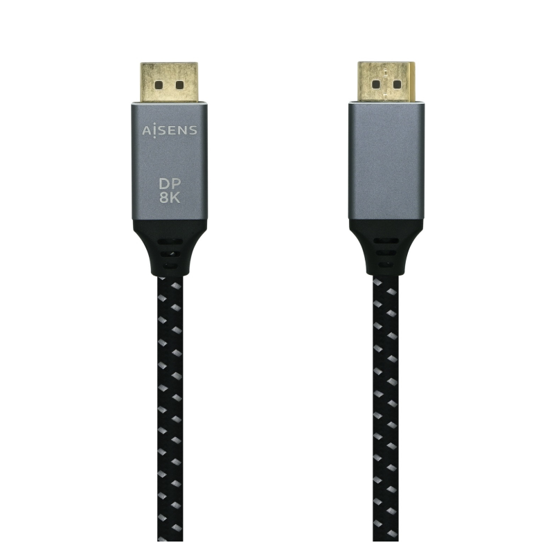 CABLE AISENS DISPLAYPORT V1-4 8K60HZ DP M-DP M GRIS NEGRO 1-0M