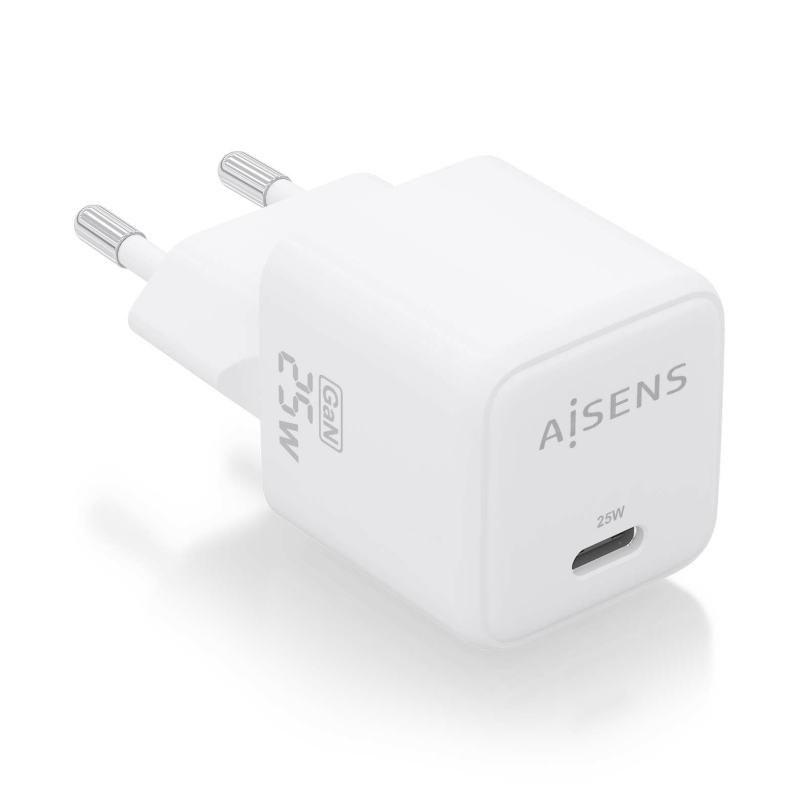 Cargador Gan de Pared Aisens ASCH-25W1P012-W- 1xUSB Tipo-C- 25W