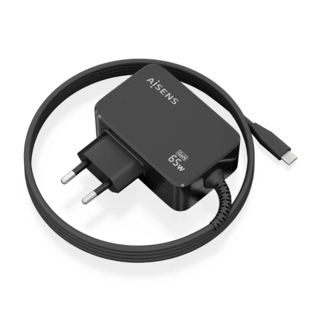 CARGADOR AISENS GAN 65W PD3-0 1XUSB-C 1-8M NEGRO