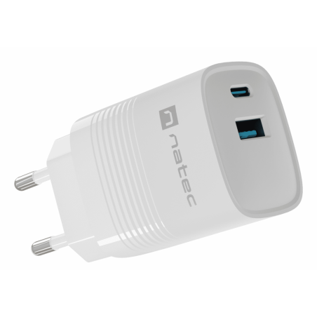 CARGADOR NATEC RIBERA GAN 30W PD3-0 QC3-0 1XUSB-A + 1XUSB-C BLANCO