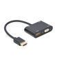 HDMI MACHO A HDMI HEMBRA + VGA HEMBRA + CABLE ADAPTADOR DE AUDIO NEGRO