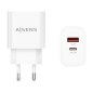 CARGADOR AISENS 20W 1xUSB-C PD3-0 1xUSB-A QC3-0 BLANCO