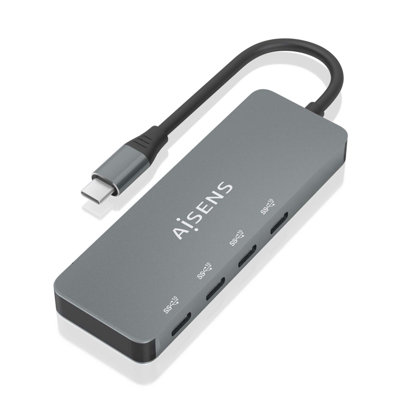 HUB AISENS USB 3-2 GEN2 10G USB-C-M-4XUSB-C-H 15CM GRIS