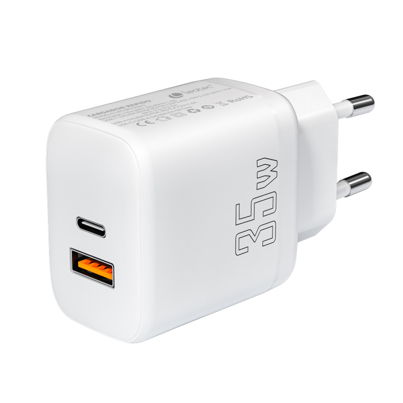 CARGADOR LEOTEC 35W 1 USB C PD+1 USB A NEGRO COMPATIBLE CON APPLE Y SAMSUNG