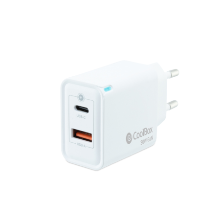 CARGADOR COOLBOX GAN 30W USB-C-USB-A PARED