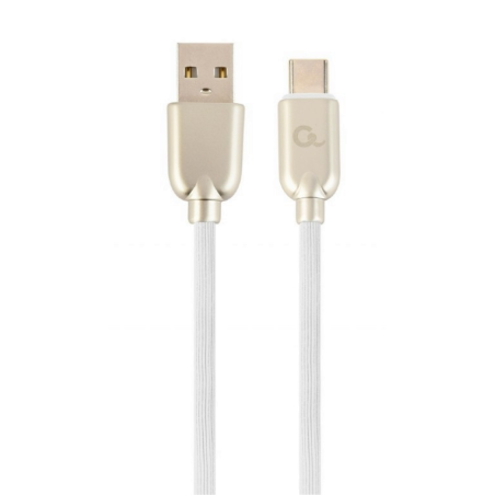 CABLE DE CARGA Y DATOS GEMBIRD USB TIPO C DE CAUCHO PREMIUM, 2M, BLANCO