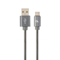 CABLE DE CARGA Y DATOS GEMBIRD USB TIPO C DE METAL EN ESPIRAL PREMIUM, 1 M, GRIS