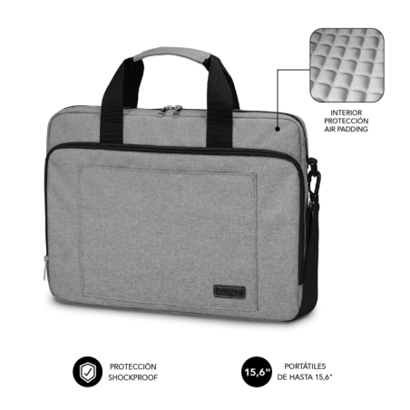 Maletín Subblim Air Padding Laptop Bag para Portátiles hasta 15-6"- Cinta para Trolley- Gris