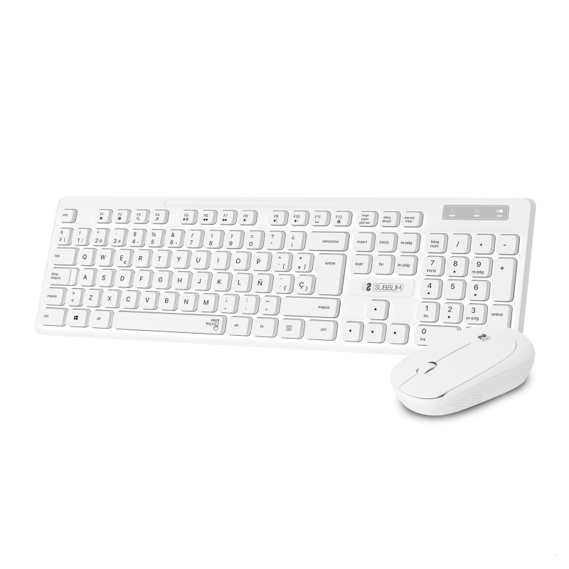 Teclado y Ratón Subblim Combo Business Slim Silencioso Inalámbrico- Blanco