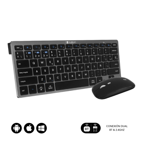 COMBO TECLADO RATON SUBBLIM MULTIDISPOSITIVO COMPACTO GRIS-NEGRO BLUETOOTH