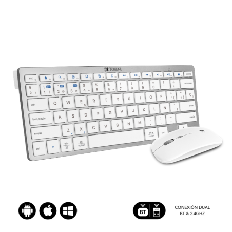 Teclado y Ratón Inalámbrico Subblim OCO010 Combo Multidispositivo Compacto- Plata