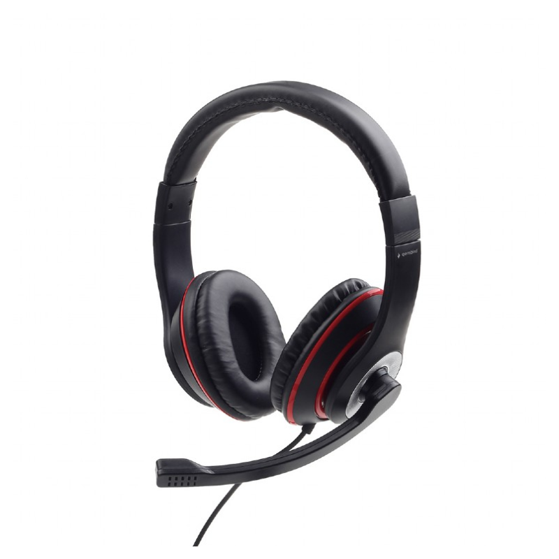 AURICULARES ESTEREO GEMBIRD COLOR NEGRO CON ARO ROJO