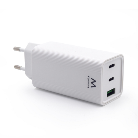 CARGADOR EWENT USB-C AC PD 2 PUERTOS USB-C Y 1 USB-A QC3-0 (65 W) BLANCO