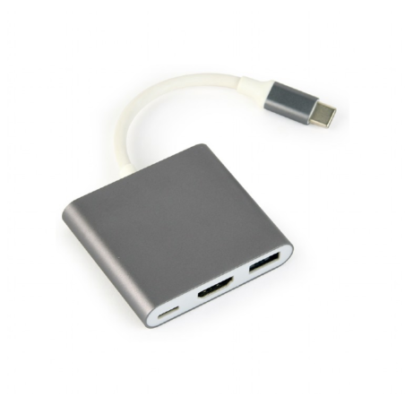 MULTIADAPTADOR GEMBIRD USB TIPO C, GRIS ESPACIAL