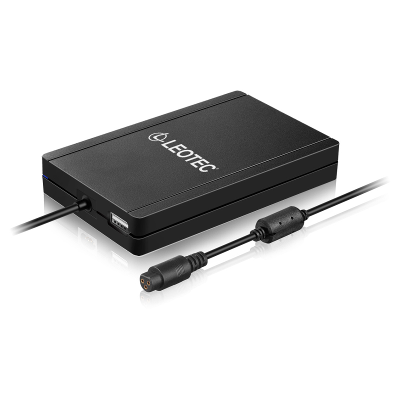 CARGADOR PARA PORTATIL AUTOMATICO UNIVERSAL LEOTEC 90W SLIM HUB USB NEGRO