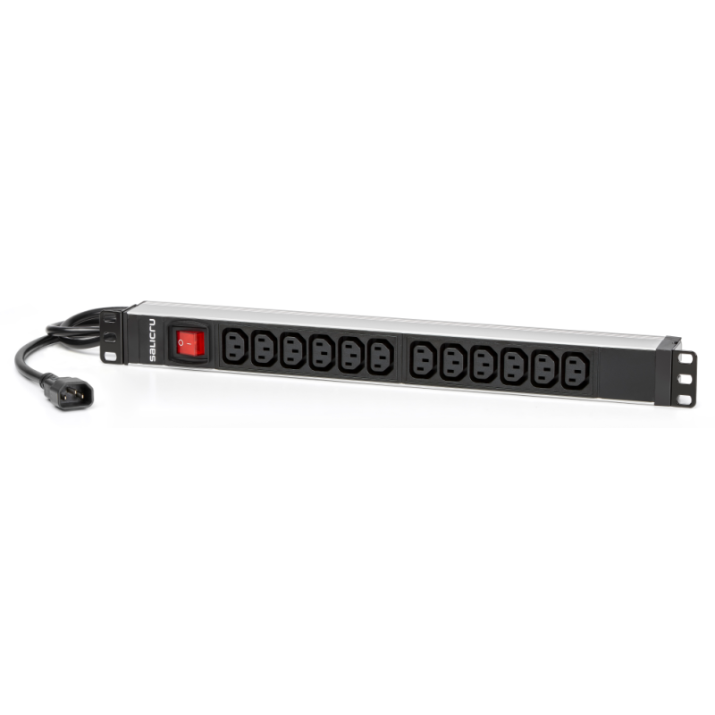 Regleta con interruptor Salicru SPS 12F PDU- 12 Tomas de corriente IEC-13- Cable 1-5m- Negra