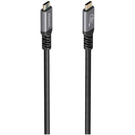 Cable USB 3-2 Tipo-C Aisens A107-0988- USB Tipo-C Macho - USB Tipo-C Macho- Hasta 100W- 20Gbps- 3m- Negro