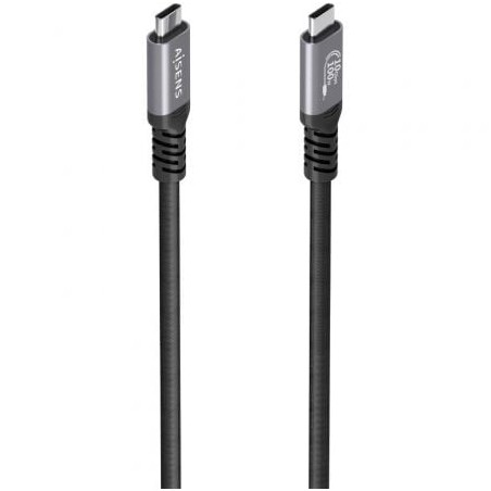 Cable USB 3-2 Tipo-C Aisens A107-0990- USB Tipo-C Macho - USB Tipo-C Macho- Hasta 100W- 10Gbps- 5m- Negro