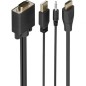 Cable Conversor Aisens A115-1007 SVGA Macho - USB Macho - Jack Macho- HDMI Macho- 1m- Negro
