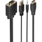 Cable Conversor Aisens A122-1013 SVGA Macho - USB Macho - Jack Macho- HDMI Macho- 1m- Negro