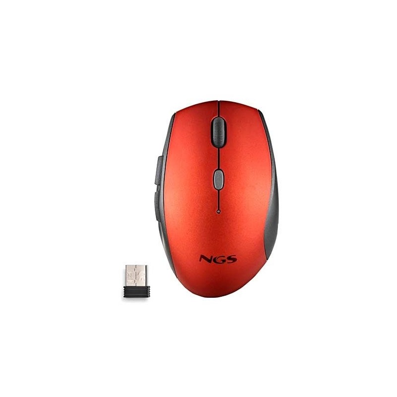 Ratón Inalámbrico NGS Bee Red- Hasta 1600 DPI- Rojo