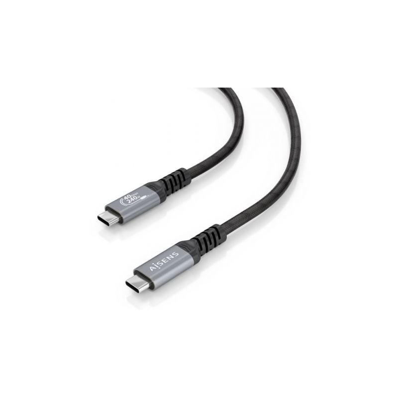 Cable USB 4-0 Tipo-C Aisens A156-0996- USB Tipo-C Macho - USB Tipo-C Macho- Hasta 240W- 40Gbps- 2m- Negro