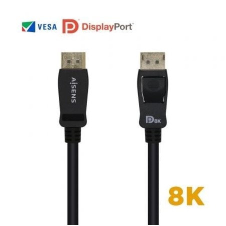 Cable DisplayPort 1-4 8K Aisens A149-0431- DisplayPort Macho - DisplayPort Macho- 1m- Certificado- Negro