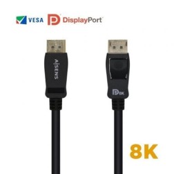 CABLE AISENS DISPLAYPORT CERTIFICADO V1-4 8K60HZ M-M 2-0M NEGRO