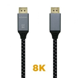 CABLE AISENS DISPLAYPORT V1-4 8K60HZ DP M-DP M GRIS NEGRO 3-0M