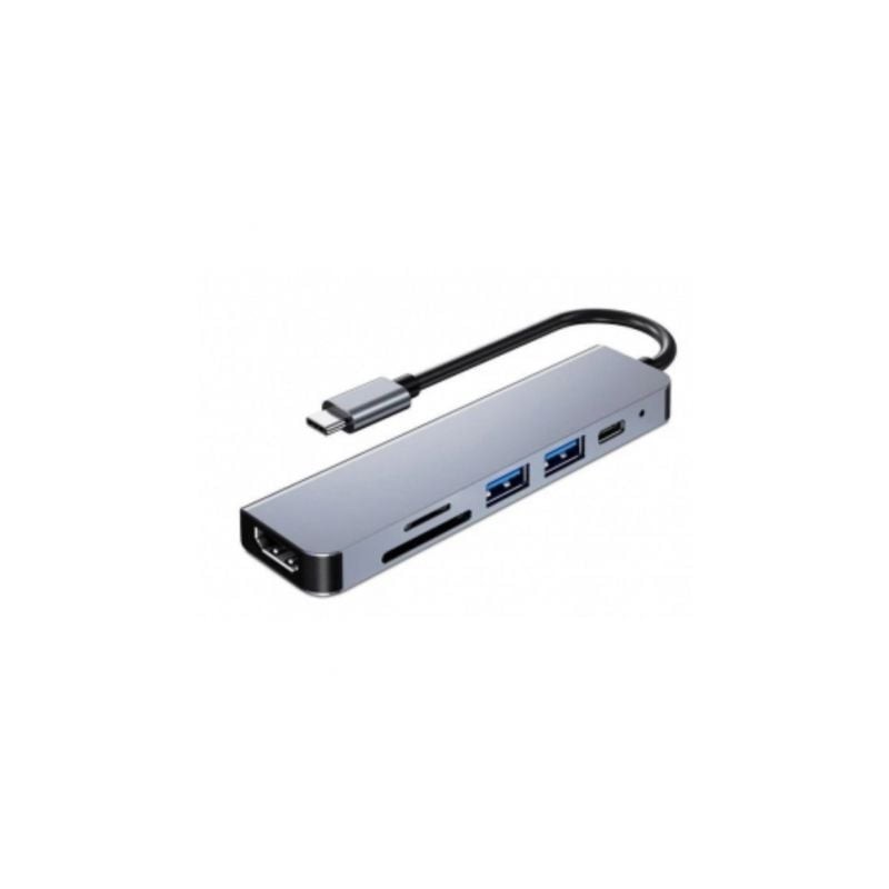 Docking USB Tipo-C 3GO HUB3UCRH4K- 3xUSB- 1xUSB Tipo-C- 1xHDMI- 1xLector tarjetas- Gris