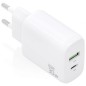 CARGADOR AISENS GAN 30W, 1XUSB-C PD3-0 QC4-0, 1XUSB-A QC3-0, BLANCO