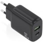 Cargador de Pared GaN Aisens A110-0924- 1xUSB Tipo-C- 1xUSB- 30W- Negro