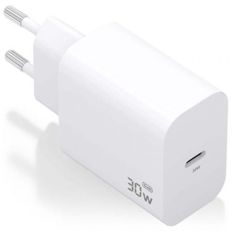 Cargador de Pared GaN Aisens A110-0940- 1xUSB Tipo-C- 30W- Blanco