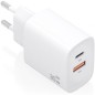 Cargador de Pared GaN Aisens A110-0952- 1xUSB Tipo-C- 1xUSB- 30W- Blanco