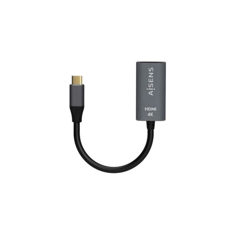 Conversor HDMI 4K 60Hz Aisens A109-0683- HDMI Hembra - USB Tipo-C Macho- 15cm- Gris