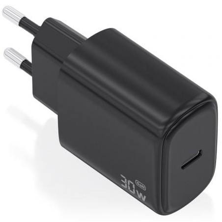 Cargador de Pared GaN Aisens A110-0976- 1xUSB Tipo-C- 30W- Negro