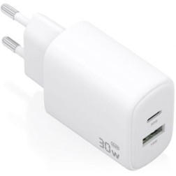CARGADOR AISENS GAN 30W 1XUSB-C PD3-0 QC4-0 1XUSB-A QC3-0 BLANCO