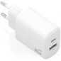Cargador de Pared GaN Aisens A110-0977- 1xUSB Tipo-C- 1xUSB- 30W- Blanco