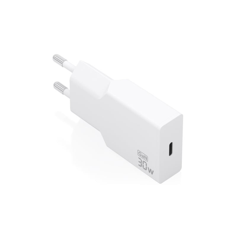 Cargador de Pared GaN Aisens A110-1001- 1xUSB Tipo-C- 30W- Blanco