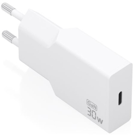 Cargador de Pared GaN Aisens A110-1001- 1xUSB Tipo-C- 30W- Blanco