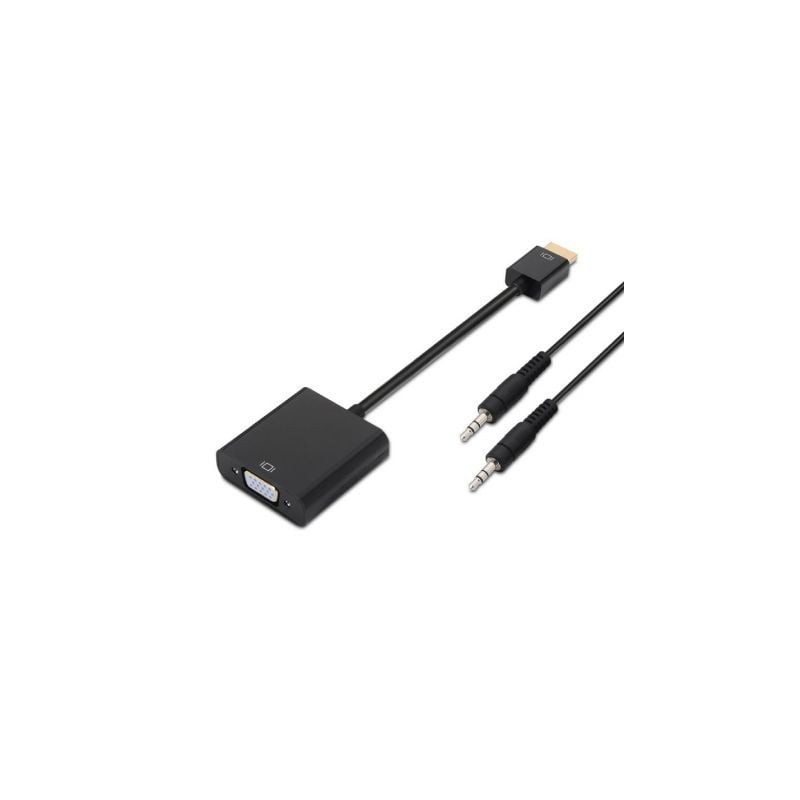 Conversor Aisens A122-0126- HDMI Macho - VGA Hembra- Jack 3-5 Hembra- 10cm- Negro