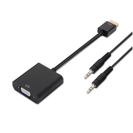 Conversor Aisens A122-0126- HDMI Macho - VGA Hembra- Jack 3-5 Hembra- 10cm- Negro