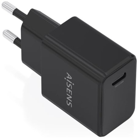 Cargador de Pared GaN Aisens A110-1024- 1xUSB Tipo-C- 20W- Negro