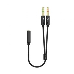 Adaptador Aisens A128-0418- Jack 3-5 Hembra - 2x Jack 3-5 Macho- 25cm- Negro