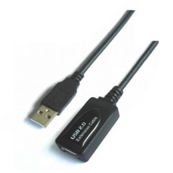 Cable Alargador USB 2-0 Aisens A101-0019- USB Macho - USB Hembra- Hasta 2-5W- 60Mbps- 10m- Negro