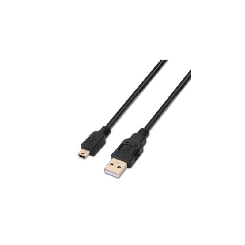 Cable USB 2-0 Aisens A101-0024- USB Macho - MiniUSB Macho- Hasta 2-5W- 60Mbps- 1m- Negro