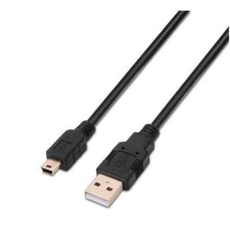 Cable USB 2-0 Aisens A101-0024- USB Macho - MiniUSB Macho- Hasta 2-5W- 60Mbps- 1m- Negro