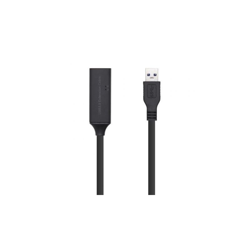 Cable Alargador USB 3-0 con Amplificador Aisens A105-0407- USB Macho - USB Hembra- Hasta 9W- 625Mbps- 5m- Negro